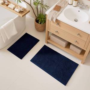 lot 9659 image: Cupic Cupid Chenille Rugs Set 2PC, Non-Slip, Thick Blue 16x24 & 20x32