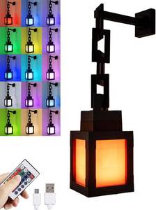 lot 9661 image: Pixelated Lantern Night Light   16-Color LED Lamp with Remote, Rechargeable