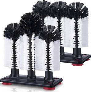 lot 9674 image: Havawish 2-Pack Bottle Cleaning Brush with Suction Base, 3-Head Glass-Washer