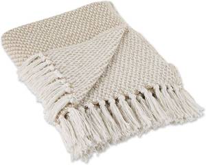 lot 9676 image: DII Woven Throw Collection 100% Cotton, Basketweave, 50x60, Stone