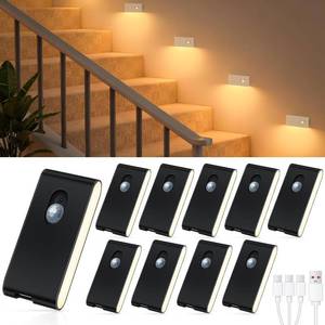 lot 9683 image: WILLED Stair Lights, Rechargeable Night Light with Motion Sensor, 10-Pack