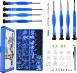 lot 9684 image: Magnetic Eyeglass Repair Kit with Screw Box, Nose Pads, Precision Driver