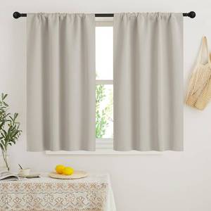 lot 9689 image: RYB HOME Short Curtains for Bedroom, Insulated 34x45, Natural, Set of 2