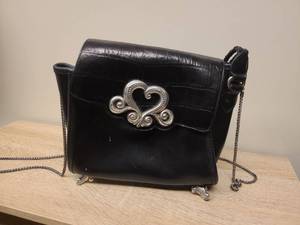 lot 35 image: Black Leather Crossbody Bag with Ornate Silver Hardware