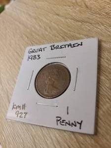 lot 38 image: Great Britain 1983 One Penny Coin in Protective Holder