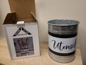lot 51 image: Galvanized Metal Kitchen Utensil Holder with Original Packaging