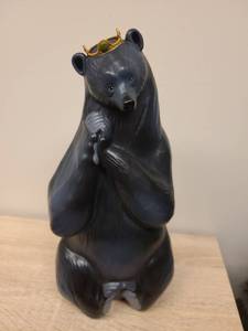 lot 67 image: Black Bear Figurine with Gold Crown