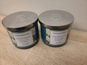 lot 68 image: Huntington Home Gardenia Scented Candles Set of 2