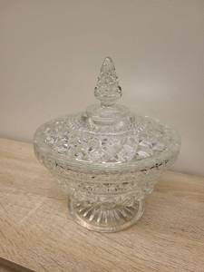 lot 82 image: Cut Glass Covered Compote Bowl with Decorative Lid