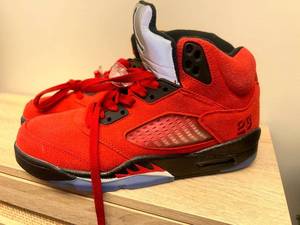 lot 96 image: Air Jordan 5 Retro Raging Bull Red Suede 8.5 MensBrand new no box