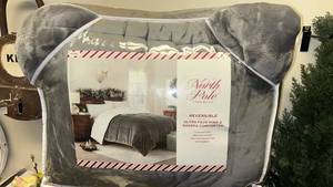 lot 98 image: North Pole Trading Co. Reversible Ultra Faux Mink & Sherpa King Comforter