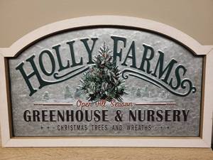 lot 112 image: Holly Farms Greenhouse & Nursery Christmas Wall Sign