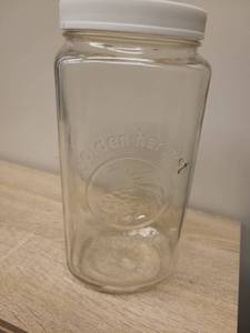 lot 113 image: Golden Harvest Glass Canister Jar with White Lid
