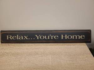 lot 116 image: Relax Youre Home Wooden Sign