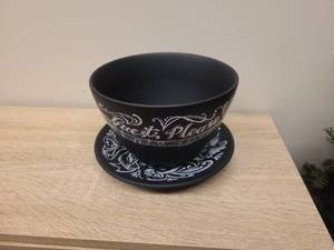 lot 125 image: Disney Beauty and the Beast Be Our Guest Black Ceramic Bowl with Saucer