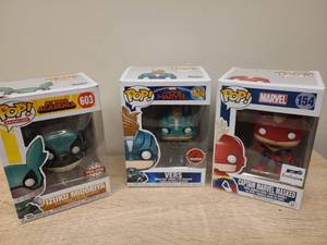 lot 140 image: Funko Pop Exclusive Bundle - Izuku Midoriya, Vers & Captain Marvel Masked