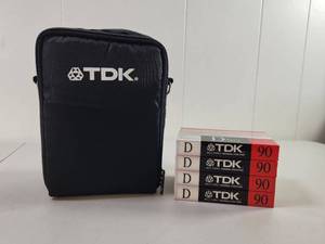 lot 340 image: TDK D90 Audio Cassette Tapes with Carrying Case