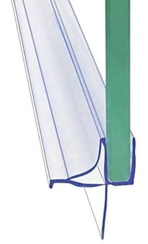 lot 9735 image: Frameless Shower Door Bottom Seal Shower Sweep with Drip Rail for 14 Glass,36 Long, Vinyl, Clear