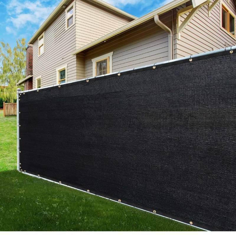 lot 2018 image: Black Fence Privacy Screen Windscreen Shade Fabric Cloth HDPE, 90% Visibility Blockage, with Grommets, Heavy Duty Commercial Grade, Cable Zip Ties Included