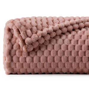 lot 1192 image: BEDELITE Fleece Twin Blanket for Couch & Bed - 3D Jacquard Decorative Dusty Pink Blankets, Super Soft and Cozy Warm Fuzzy Blanket All Seasons Suitable, 50x60Inches