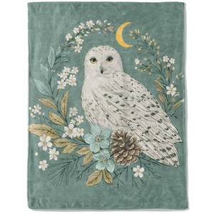 lot 1194 image: ainori Elegant Owl Fleece Blanket,Mystic Bird with Moon and Floral Blankets,Soft and Warm Decorative Throws for Sofa,Living Room,Travel,Lightweight Throw Gifts for Nature Lovers Women 50x60