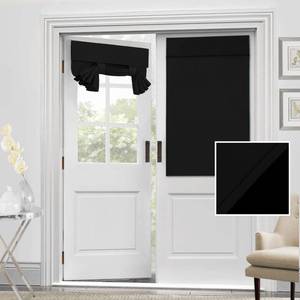 lot 1200 image: H.VERSAILTEX 100% Blackout French Door Curtain Privacy French Door Blinds Light Blocking Curtain for Sliding Glass Thermal Insulated Tie Up Shade, 26x40 Inches, 1 Panel, Jet Black