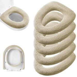 lot 1210 image: Legigo 5 Pack Thicker Bathroom Toilet Seat Cover Pads- Soft Warmer Toilet Seat Cushion Cover Stretchable Washable Fiber Cloth, Easy Installation Comfortable Toilet Lid Seat Cover(Knit Elongated Beige)
