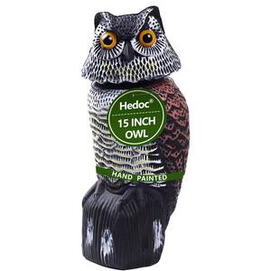 lot 1211 image: Hedoc Fake Owl Decoys to Scare Birds Away, Rotating Head Sculptures, Nature Enemy Scarecrow Plastic Statues, Pest Repellent, Bird Control and Pigeon Deterrent Outdoor Yard, Garden Protectors