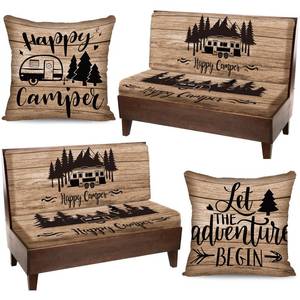 lot 1220 image: HunnmingRe 6 Pcs Rv Dinette Cushion Covers Stretch Washable Rv Dinette Cushion Covers Camper Accessories for Camper Car Bench, 2 Pillowcase, 2 Backrest and 2 Bench Replacement(Mountain)