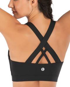 lot 1222 image: RUNNING GIRL Sports Bra for Women, Criss-Cross Back Padded Strappy Sports Bras Medium Support Yoga Bra with Removable Cups A-Black