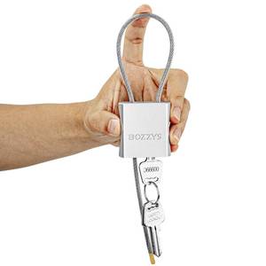 lot 1237 image: BOZZYS Cable Padlock with 3 Keys  L 1.15ft(0.35m),D 16in(4mm) Adjustable Steel Cable Lock  Aluminum Locks for Bikes, Gate, Lockers & Outdoor Gear  Weatherproof & Silver