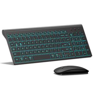 lot 1239 image: Wireless Backlit Keyboard and Mouse Ultra Slim Combo, TopMate 2.4G Silent Compact 2400DPI Mouse and Scissor Switch Keyboard Set, for PCLaptopWindowsMacGaming - BL Matte Black