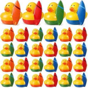 lot 1249 image: Sotiff 24 Pcs Summer Beach Surfing Rubber Ducks Bulk, Mini Rubber Duckies Bath Toys Float Bathtub Ducky 2 for Summer Holiday Party Favors Birthday Gifts