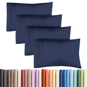 lot 1253 image: Queen Pillow Cases Set of 4 - Ultra Soft Hotel Quality Pillowcase Covers - Comfy, Cozy & Wrinkle Free - Shrinkage, Stain & Fade Resistant - Machine Washable Pillow Protectors - 4 Piece Set - Navy Blue