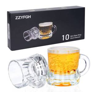 lot 1269 image: ZZYFGH 10 Pack Mini Beer Shot Glasses, Mini Glass Beer Mug with Handle 1.0 Ounce,Tequila,Vodka Shot Glasses, Great for Father, Husband, Birthday or Friend Party Present (Set of 10-1.0 oz)