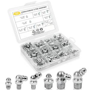 lot 1274 image: AKEOIL 60Pcs SAE &amp NPT Grease Fittings Kit, 14-28 and 18-27 Grease Zerk Fittings Assortment, Straight 45° 90° Grease Nipples with Storage Case for Automotive, Tractors and Machinery