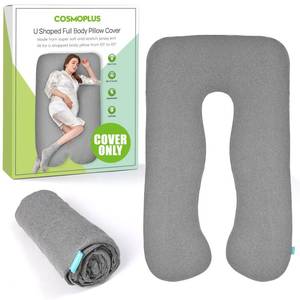 lot 1281 image: COSMOPLUS Pregnancy Pillow Cover U Shaped Full Body Pillow Case Cover for Maternity,Stretchy Cool Breathable Jersey Fabric,Provides Sleep and Pregnancy Support,Light Grey