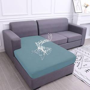 lot 1287 image: hyha Waterproof Sectional Couch Covers, Non Slip Sofa Couch Cushion Covers L Shape, Thick Stretch Jacquard Fabric, Washable Sofa Slipcovers with Elastic Bottom (1 Piece for Chaise, Lake Blue)
