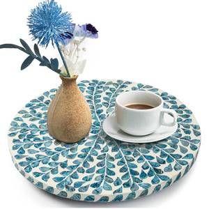 lot 1331 image: CLAYNIX Lazy Susan for Countertop - Lazy Susan for Table, Mother of Pearl Turntable Organizer, Wood Round Spinning Tray Rotating for Kitchen, Cabinet, Counter Spice Pantry.12.5 Inch