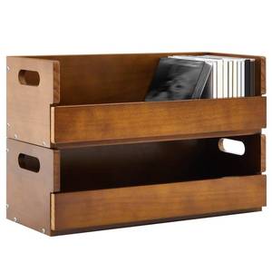 lot 1333 image: CroBlissful 2 Set Wooden CD Storage Box, Fathers Gift for Dad, Cassette Tape Display Racks with Carrying Handles, Shelf for Movie Cases, DVDs, Each Set Store up to 36 Pcs CDs (Brown)