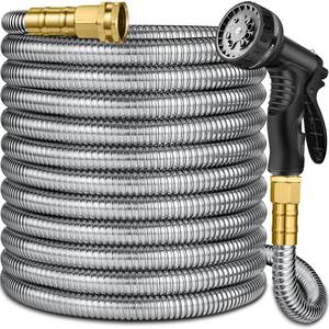 lot 1346 image: 150 ft Stainless Steel Garden Hose - 2026 New Technology Metal Water Garden Hoses with 34 Solid Fitting - Lightweight,Ultra Flexible,Durable,Kink-Less Watering Pipes Garden Hoses For Yard, Outdoor
