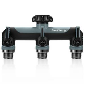 lot 1373 image: ZaakWang Garden Hose Splitter, 3 Way Hose Splitter, Heavy Duty Water Hose Bib Spigot Splitter, Outdoor Faucet Splitter with Shutoff Valve, T Adapter Connector with 34 - Inch GHT Thread (Grey)