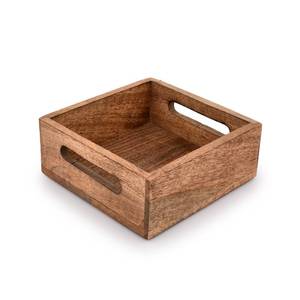 lot 1383 image: Samhita Square Burning Finish Mango Wood Napkin Holder For Restaurant Decor Kitchen Bar Accessories (7.5x 7.5x 2.75)