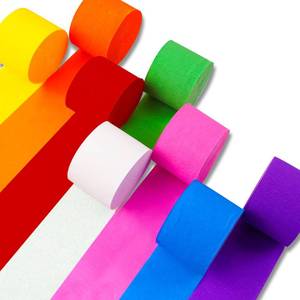 lot 1384 image: PartyWoo Crepe Paper Streamers 8pcs 656ft Pack of Rainbow Colorful Crepe Paper Streamers for Graduation Baby Shower Unicorn Fiesta Safari Flower Spring Rainbow Theme Birthday Party Decorations