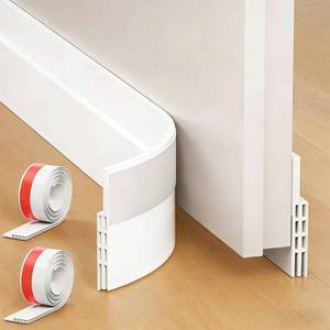 lot 1387 image: 2 Pack Door Draft Stopper (2 W x 39 L), Multi-Use Under Door Sweep & Window Draft Blocker, Weather Stripping for GarageInteriorExterior Doors, DustNoise, Reusable & Trimmable(White)