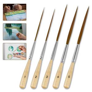 lot 1398 image: 5Pcs Long Liner Brushes - Ox Ear Hair Detail Paint Brushes Extra Long Fine Point  Pinstriping, Scroll Outlining for Watercolor, Acrylic, Oil & Pro Artists