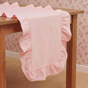 lot 1401 image: Tegeme Gingham Table Runner 12x71 Cotton Ruffle Checkered Plaid Tables Runner Farmhouse Gingham Tablecloth for Home Kitchen Dinner Party Table Decorations(Solid Color,Pink)