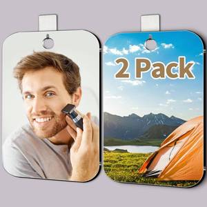 lot 1403 image: 2 Pack Shower Mirror for Shaving, Larger 10.7x8 In Mirror for Wall Hanging Kids Safety, Frameless Portable Travel Camping Mirrors, Unbreakable Handheld Locker Shave Mirror, Makeup Plastic, NOT Fogless