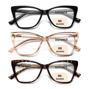 lot 1412 image: PUBOWT Bifocal Reading Glasses Women Oversized Blue Light Blocking Cat Eye Computer Readers NearFar Dual-use Spring Hinge Large Stylish Invisible Eyeglasses 3 Pack 2.5 Strength