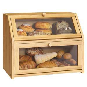 lot 1419 image: BMOSU Farmhouse Bread Box for Kitchen Countertop Bread box Double Layer Bamboo Wooden Extra Large Capacity Bin Kitchen Food Storage Container(Natural)